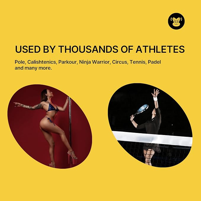 MONKEY HANDS MonkeyHands Gel Grip Pole Dance, Calisthenics, Rings, Parkour, Gymnastics, Padel, Tennis and More - High Performance - Skin Friendly, Vegan