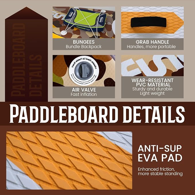 FunWater Inflatable Stand Up Paddle Board with Premium SUP Paddleboard Accessories, Anti-Slip EVA Deck, 11'6''/11'/10'6'' Paddle Boards for Adults & Youth of All Skill Levels