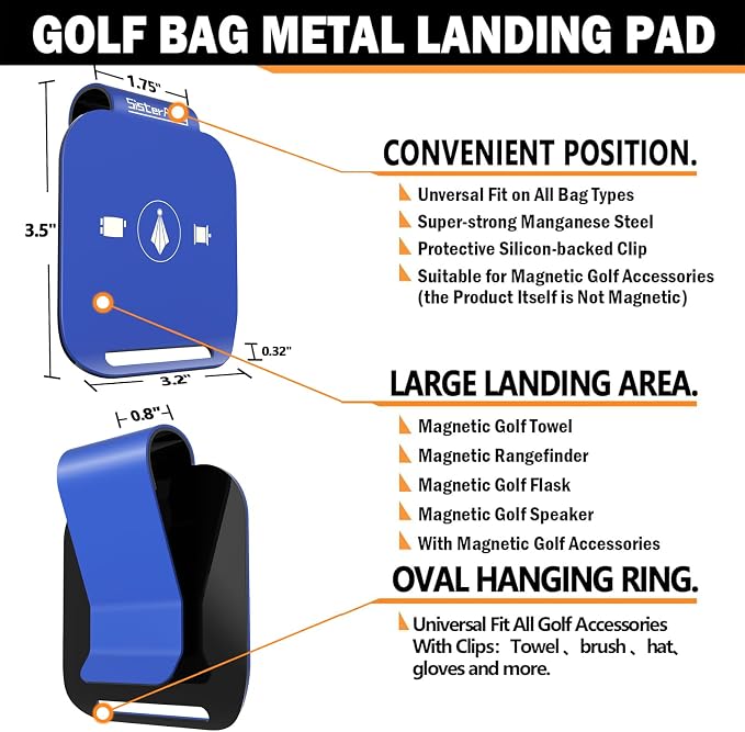 Golf Bag Metal Landing Pads and 9ft/12ft Water Telescopic Golf Ball Retriever