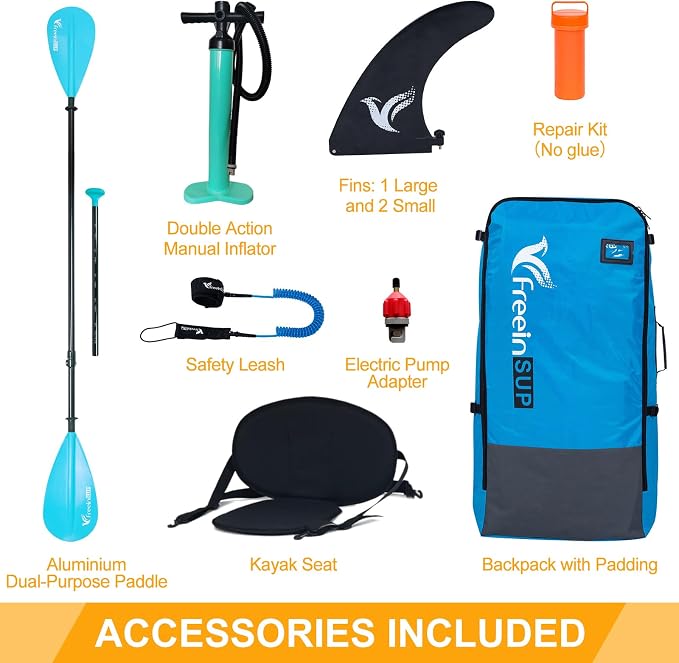 Freein SUP Inflatable Stand Up Paddle Board with Kayak Seat,Paddle Boards for Adults 10'/10'6”/11', Accessories sup Pump Adaptor,sup Kayak Paddle