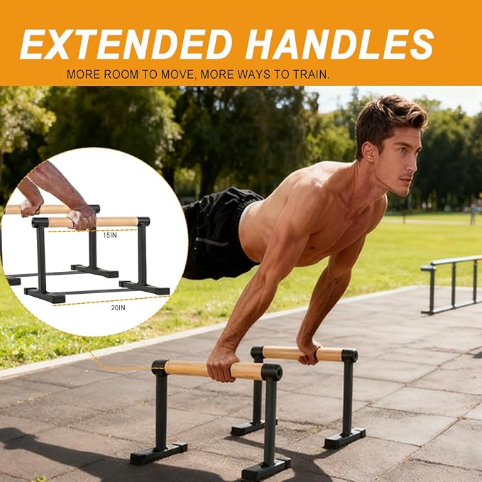 Height Adjustable Multi-functional Power Tower Pull Up Bar Station &Wooden Parallel Bars