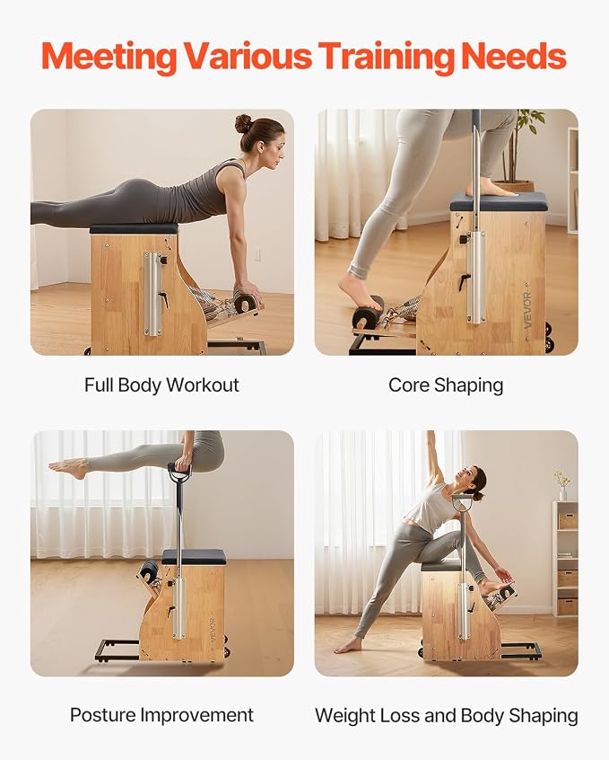 VEVOR Pilates Reformer Foldable, Suitable for Intermediate and Beginners Users, Pilates Equipment for Home Gym Studio Use with 4 Adjustable Resistance Spring, Up to 400 LBS