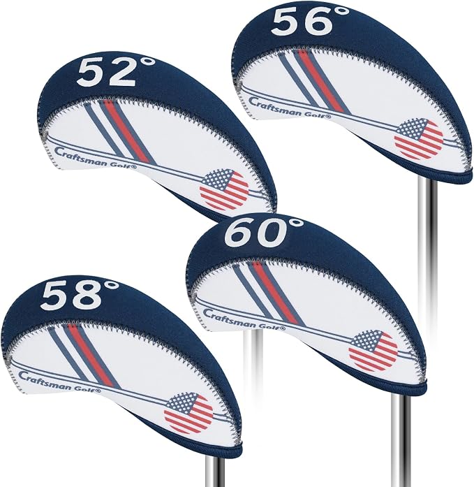 Craftsman Golf US Flag Neoprene Golf Club Head Cover Wedge Iron Protective Headcover for Callaway, Ping, Taylormade, Cobra, Etc.