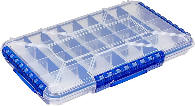 Flambeau Outdoors Fully Divided Slim Waterproof Ultimate Tuff Tainer | 28 Compartments, Removable Zerust Anti-Corrosion Dividers, Tackle Storage Customization, 14" x 8.9" x 1.7"