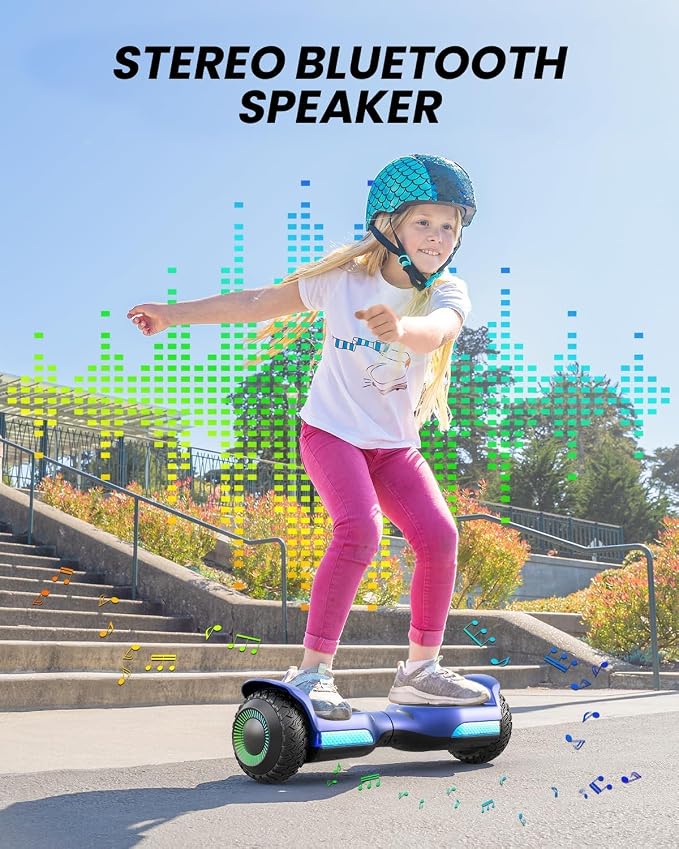 Gyroor Self Balancing Scooter New G13 All Terrain Balancing Scooter with LED Lights, Self Balancing Off Road with Bluetooth for Kids ages 6-12 and Adults-Blue