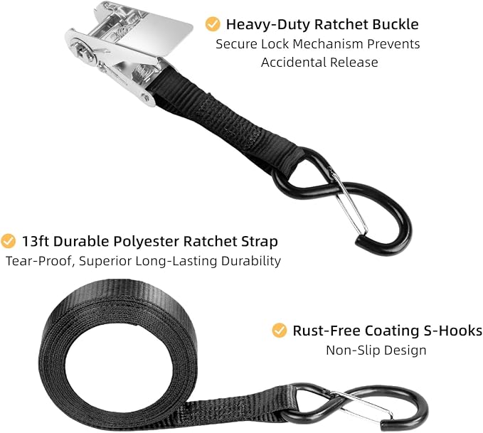 RV Awning Tie Down Kit for Wind-Proof - WanDwel Heavy Duty Camper Anchors Canopy Support Part with Shock Absorbing Spring & 13ft Ratchet Straps for Outdoor Travel Trailer Accessories Set