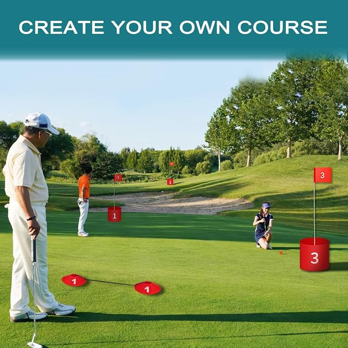 Golf Yard Bucket Games 3 Holes Golf Practice Game with Flag, Golf Chipping Game for Kids and Adults Outdoor, Indoor, Park, Beach, Backyard, Lawn