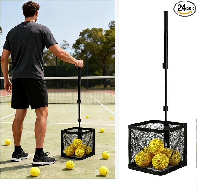 WIGERLON Pickleball Picker Upper,Pickleball Basket for Pickleball Retriever,Pickleball Collector for Coach or Training Pickleball Ball Holder Holds Up to 24 Balls
