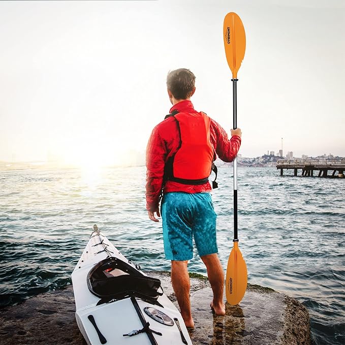 Overmont Kayak Paddles with Leash - Heavy Duty Aluminum Alloy Shaft Boating Oar for Kayaking Boating Canoeing 218cm/86in - 230cm/90.5in - 241cm/95in