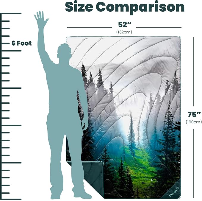 Rumpl Original Puffy 1-Person Blanket for Camping and Outdoors, Olympic Fog