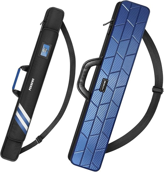 PEKREWS 1x1 Soft Cue Bag Blue & 4x4 Hard Pool Cue Case Blue Set