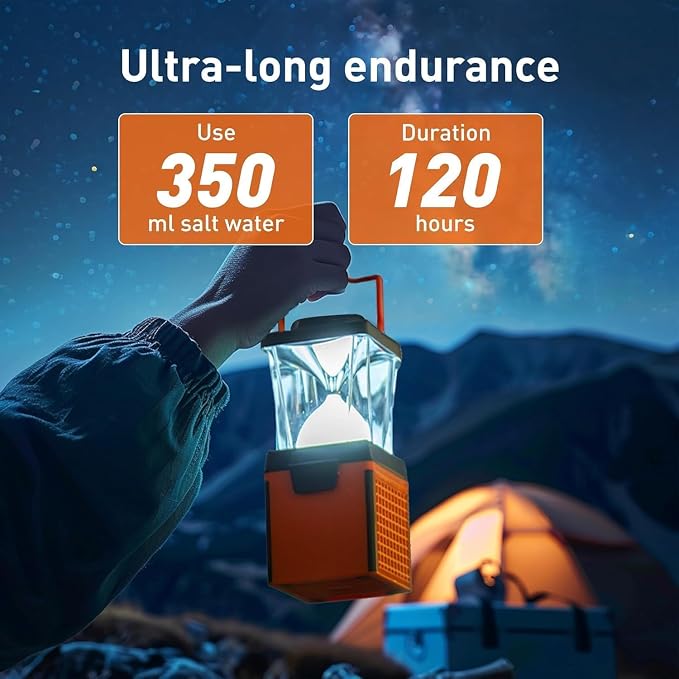 Environmentally Conscious Lighting, Saltwater Camping Lantern - Survival & Emergency Outdoor Ligh Simply add Salt Water to Activate The Light. It's that Easy