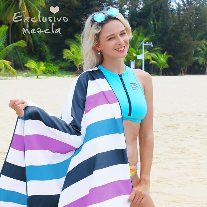 Exclusivo Mezcla Microfiber Quick Dry Beach Towel, Large Lightweight Sandfree Pool Towel for Swimming Camping Travel with Bag (Dark Purple, 30x60 Inches)
