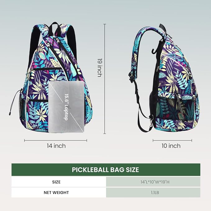 Sucipi Pickleball Bag - Men's & Women's Pickleball Backpack, Adjustable Sling Bag w/Fence Hook/Large Capacity/Safety Pocket