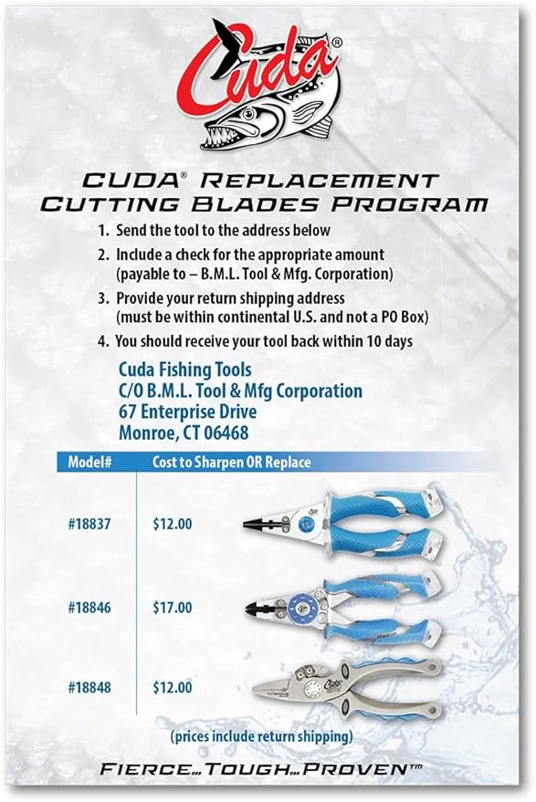 CUDA 7.5" Titanium Bonded Pliers Durable Fishing Braid, Mono & Fluorocarbon Cutter Saltwater & Freshwater Use Heavy Duty Nylon Sheath & Lanyard Included