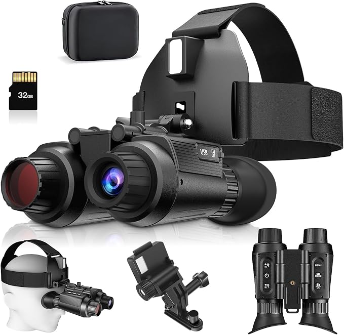 4K Digital Night Vision Goggles Binoculars with Photo and Video Recorder, 1314ft Long Distance, Nightvision Goggles for Camping Hiking with Head-Mount Kits for Helmet