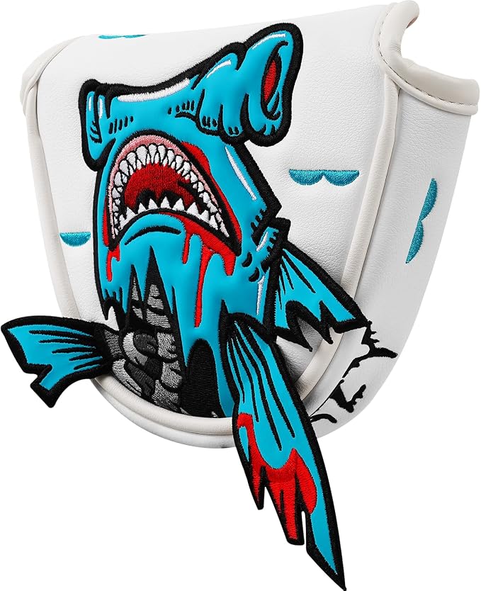 Big Crazy Golf Head Covers, Golf Club Covers Funny, Driver Headcovers, Golf Club Covers, Fairway Woods Head Covers, Hybrids Headcover, Putter Cover with Soft Lining for Golf Gift Hammerhead Sharks