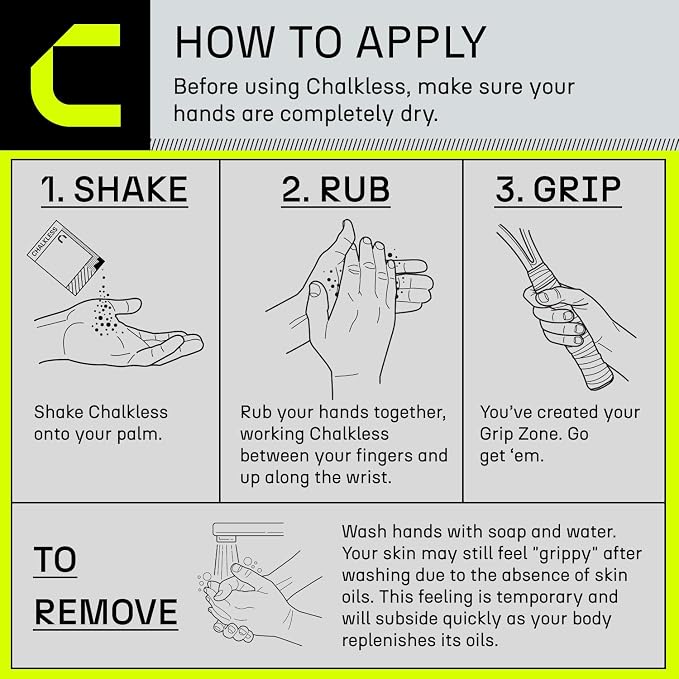 Chalkless Grip Enhancer - Premium Liquid Chalk Alternative & Less Mess Hand Chalk for Weightlifting, Powerlifting, Yoga, Gaming, Climbing, and More, Non-Toxic Long-Lasting & Reliable