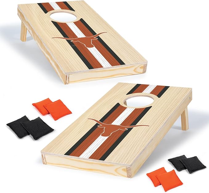Wild Sports College Portable Size 1' x 2' Solid Wood Cornhole Set with Direct Print HD Team Graphics – Travel Size