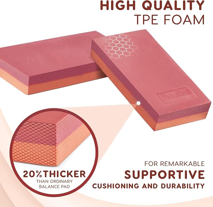 Yes4All Balance Pad, Nonslip TPE Foam Balance Pad with Upgraded Sizes - L, XL, XXL Balance Mat for Fitness, Yoga & Stability Training - Multicolor Options