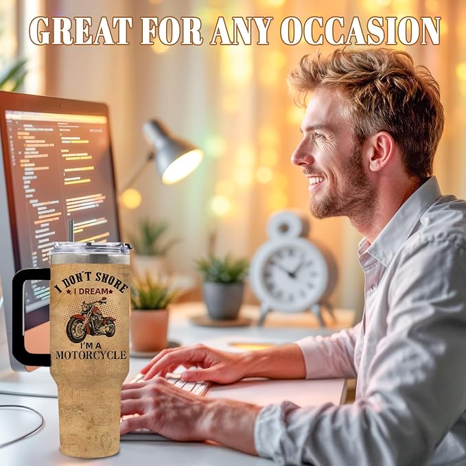 DUUV Motorcycle Tumbler 40oz, Insulated Motorcycle Gift for Man | Motorcycles Riders Cup Leakproof, Motorcycles Coffee Mug, Birthday Christmas Ideal Gifts for Motorcycle Lovers Man, 1 Pack