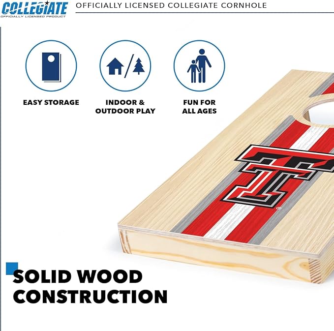 Wild Sports College Portable Size 1' x 2' Solid Wood Cornhole Set with Direct Print HD Team Graphics – Travel Size