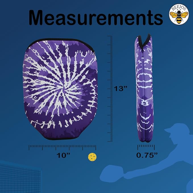 BeeJos Spirl Tie-Dye: Premium Slip-On Pickleball Paddle Cover-Fits Standard Size Paddles-Zipperless (Paddle not Included) Handmade in USA