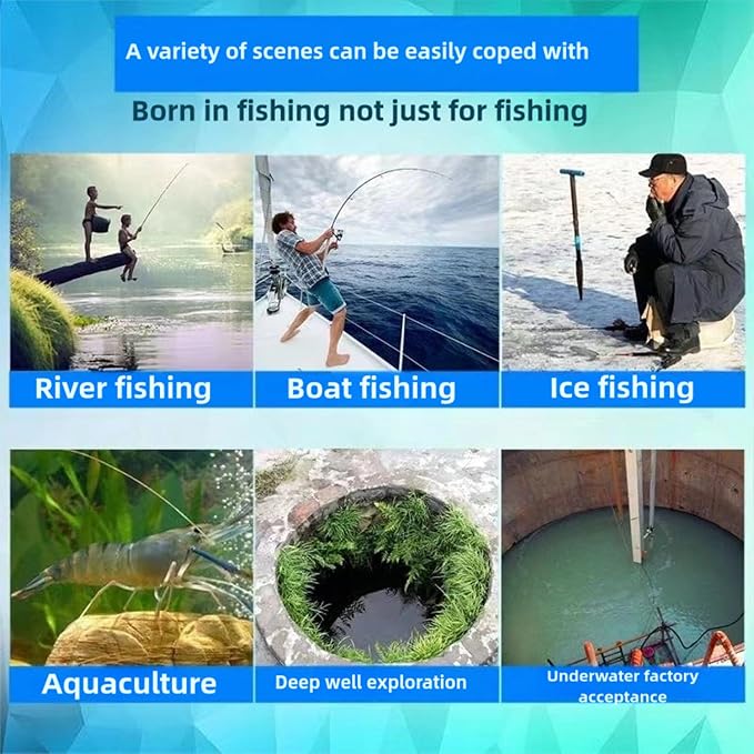 Underwater Fishing Camera with Infrared Night Vision, IP67 Waterproof Portable Fish Finder for Ice Fishing, Kayak, Boat, River & Lake