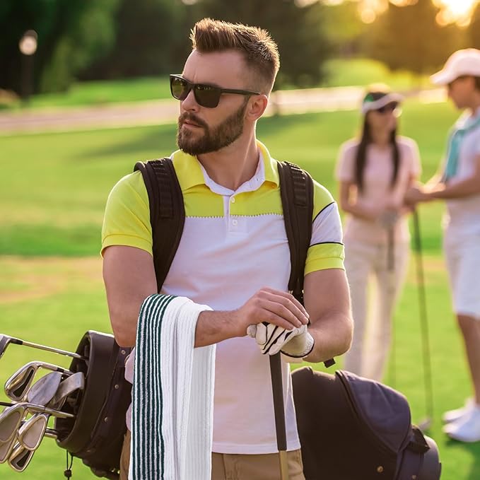 Buryeah Golf Towel 22 x 44 Inch Cotton Golf Caddy Towel Camping Large for Caddies Golfers Tour Players Club with Stripe
