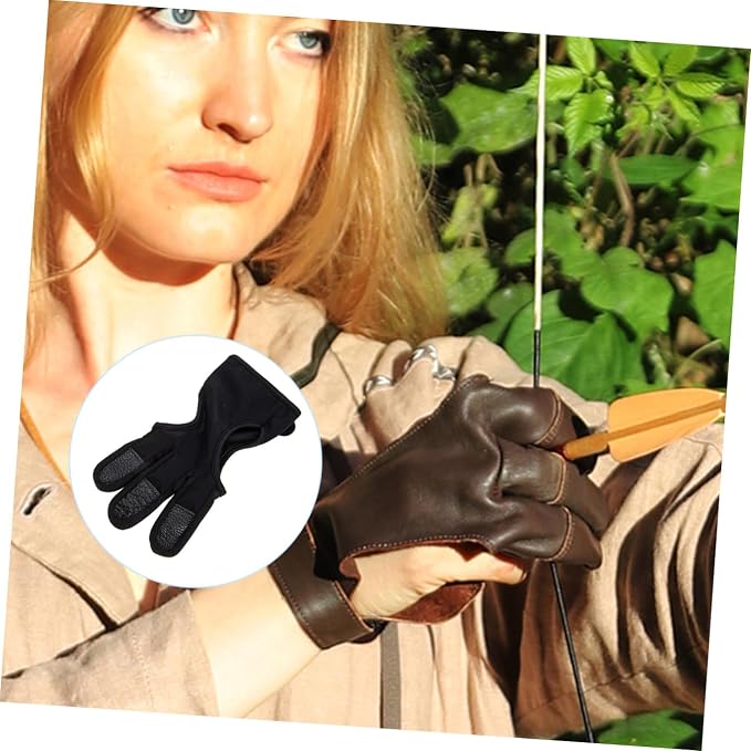 HANABASS 2pcs Archery Finger Stall Two Fingers Glove Wear-Resistant Archery Equipment Gloves