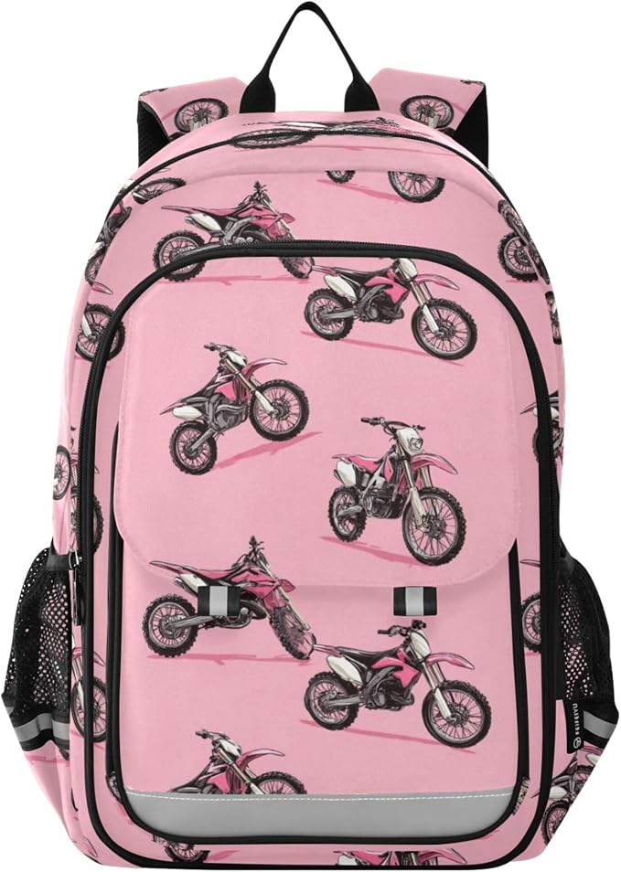Fisyme Dirt Bike Motocycles School Backpack Laptop Backpacks Bags Bookbag Travel Casual Computer Notebooks Daypacks