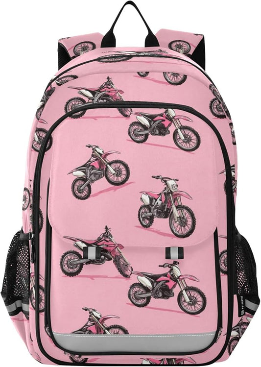 Fisyme Dirt Bike Motocycles School Backpack Laptop Backpacks Bags Bookbag Travel Casual Computer Notebooks Daypacks