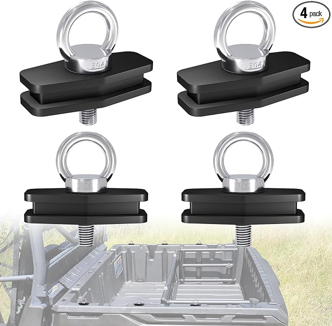 Chelhead 4 PCS Bed Anchors Mounting Kit Aluminum Bed Accessories Compatible with Can-Am Commander & Maverick & Defender Can-Am LinQ Fit Tie Down Anchors