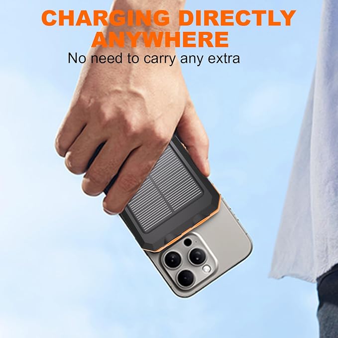 Solar Power Bank 20000mAh, 4 Built-in Cables, Portable Phone Charger