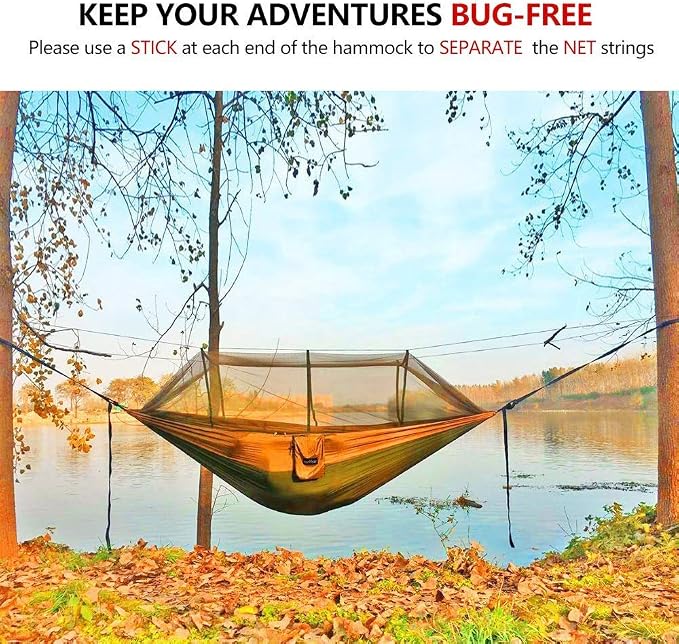 Sunyear Camping Hammock with Bug Net & Sunyear Hammock Rain Fly Tent Tarp Provides Effective Protection Against Rain