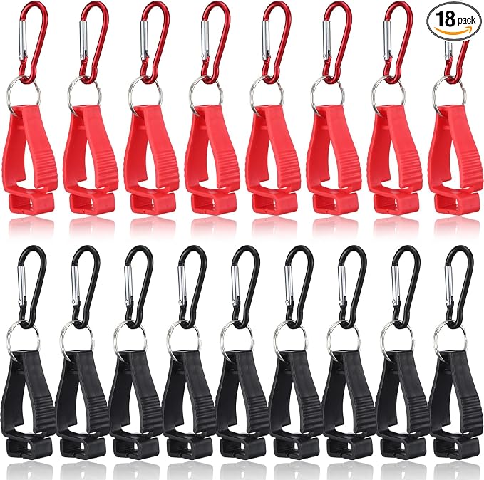 Leinuosen 18 Pcs Black and Red Glove Holder Clips Bulk for Work Large Glove Holder Clips Safety Gloves Keepers for Worker Construction Tool Belts Hard Hats