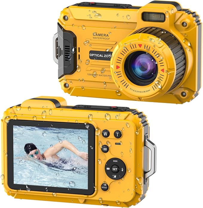 Underwater Camera, 2.7K 56MP 33FT Waterproof Digital Camera with 6X Optical Zoom & 4X Digital Zoom 2.8" IPS Screen, Ideal for Snorkeling, Swimming and Outdoor Adventures with 32G Card