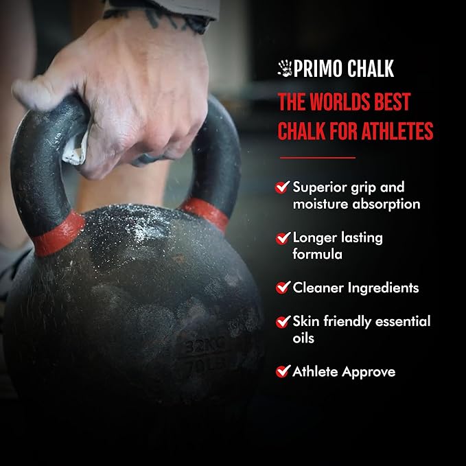 Primo Chalk Resealable Bag: Loose Chalk for Weightlifting, Rock Climbing, & Gymnastics, Made in The USA, Chalk Ball Refill for Superior Grip