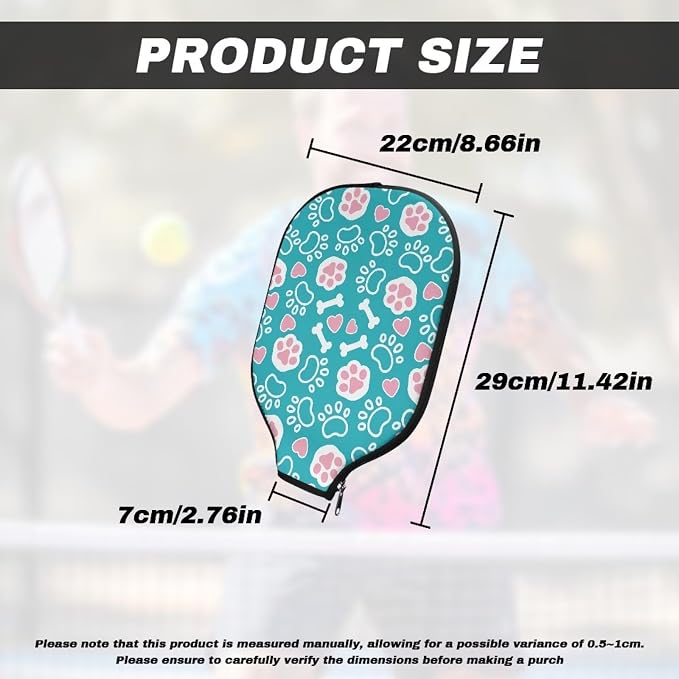 Pickleball Paddle Covers, Fits Standard Pickleball Racquets, Durable Zippered Paddle Cover Universal 8.6 x 11.4Inch