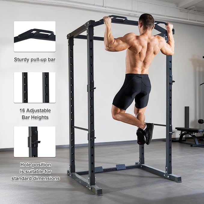 Fitvids Multiple Specifications Power Cage Squat Rack, Includes J-Hooks and Safety Straps, Other Optional Accessories
