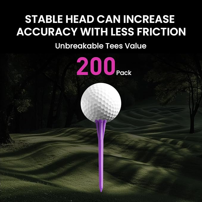 FINGER TEN Golf Tees Plastic Unbreakable Easy to Find Bulk Value 200/500/1000 Count, 2 3/4 3 1/4 Inch Tee Driving Range Reduce Friction, Green Red White USA Flag Practice