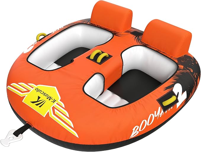 K-Musculo Towable Tubes for Boating - 2-3 Person Boat Tubes & Towables, EVA Foam Pads, Drainage, Super Safe Handle, Quick Connector