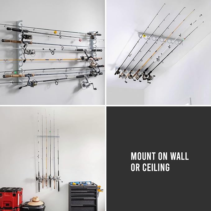 Coldcreek Outfitters Universal Fishing Rod Rack, Fishing Gear, Fishing Accessories, Rod Holder, Pole Storage, Wall Mount, Cieling Mount, 24" L x 3" W x 3" H