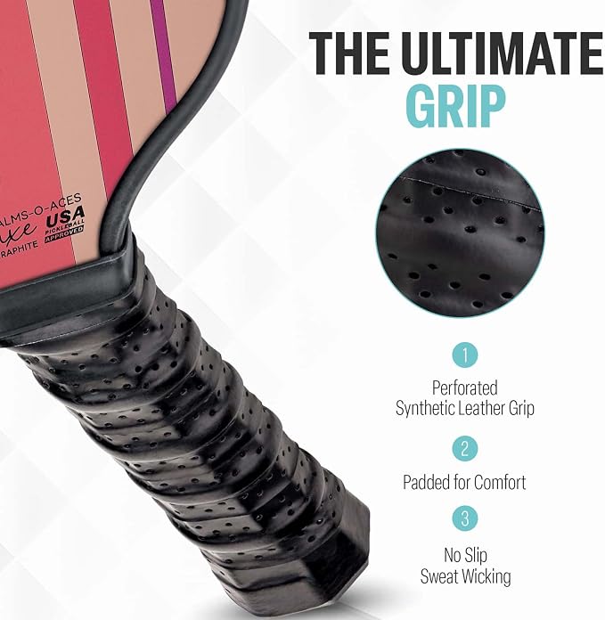 Palms-O-Aces Carbon Fiber Pickleball Paddle – USAPA Approved 16mm T700 Graphite Paddle with Textured Spin Surface | Lightweight Carbon Fiber Pickleball Paddles & Racket | Includes Paddle Cover