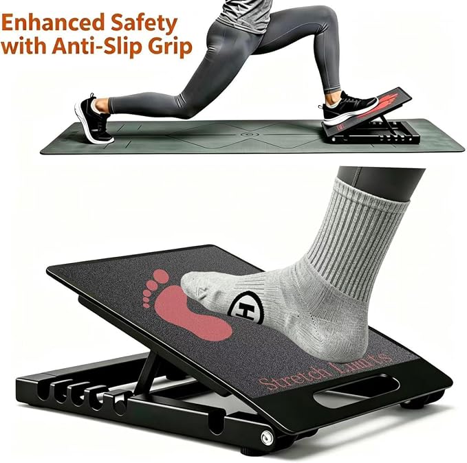 Slant Board for Calf Stretching, Heavy Duty Steel Squat Wedge, 5-Level Adjustable Incline Board, 650 lb Weight Capacity for Heel Elevated Squats, Weightlifting, Calf Stretch & Physical Therapy
