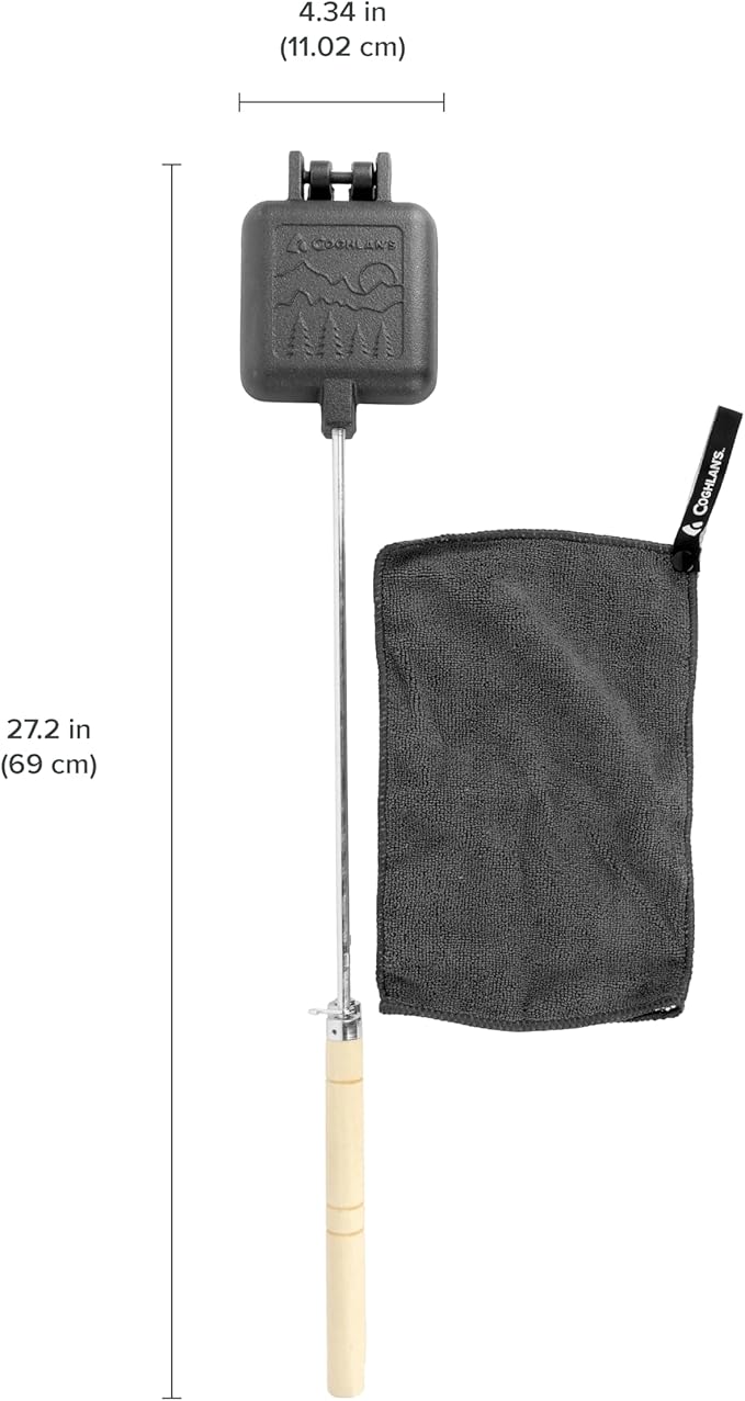 Coghlan's Cast Iron Camp Cooker - Pre-Seasoned Pie Iron Sandwich Maker with Heat-Resistant, Removable Handles, Easy-to-Clean for Toasted Pies, Grilled Sandwiches, and Meats, For Campfire Cooking