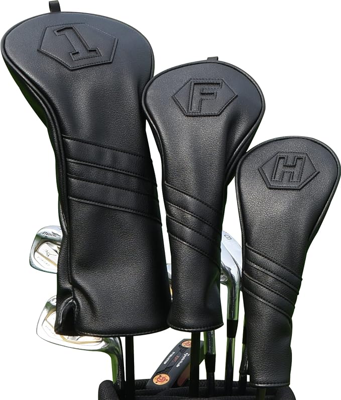 Golf Club Head Covers for Woods and Drivers, Premium Golf Headcovers Set Fit Most Clubs Simple Striped 1PC or 3PCS, Customizable