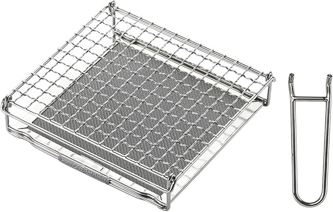 Campingmoon Camping Bread Toaster Folding Camp Stove Toaster Gas Fire BBQ Grill Portable 304 Stainless Steel Cooking Grill With Anti Scalding Mesh Fork