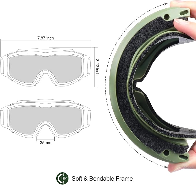 xaegistac Tactical Airsoft Goggles Anti Fog Military Glasses, Ballistic Safety Goggles for Shooting Hunting
