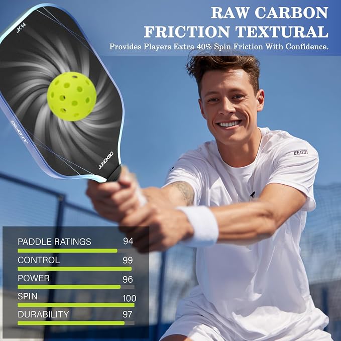Pickleball Paddles Set of 2 - Composite Carbon Fiber Pickle Ball Paddle - USAPA Approved Pro Pickle Racket - Portable Outdoor Sports Equipment - Men's and Women's Training or Game Gift Set